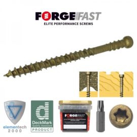Torx-Fast Elite Low-Torque Trim Head Decking Screws - Green - Tub