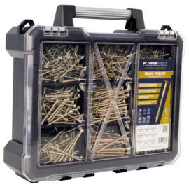 ForgeFast Pozi Elite Performance Woodscrews - Mega Contract Kit 1800pc with FREE chunky case