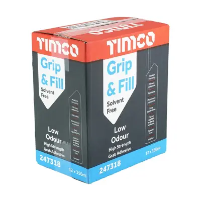 Timco Multi-Fix Grip & Fill - Solvent Free - White - 350ml - hybrid polymer sealant adhesive - 1 Timco Multi-Fix Grip & Fill - Solvent Free - White - 350ml