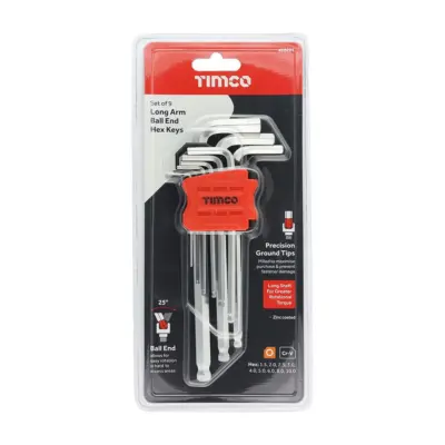 Long Arm Ball End Hex Key Set - 9 pcs - Timco - image 3 Long Arm Ball End Hex Key Set - 9 pcs - Timco - image 3