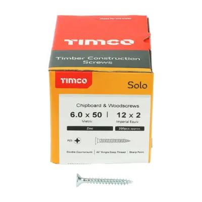 Timco SOLO Woodscrew CSK - BZP Silver - image 2 Timco SOLO Woodscrew CSK - BZP Silver - image 2