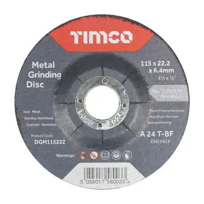 Metal Grinding Abrasive Disc - 6.4mm Thick Depressed Metal Grinding Abrasive Disc - 6.4mm Thick Depressed