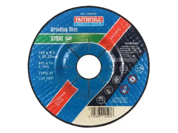 Stone Grinding Abrasive Disc - 6.4mm Thick Depressed