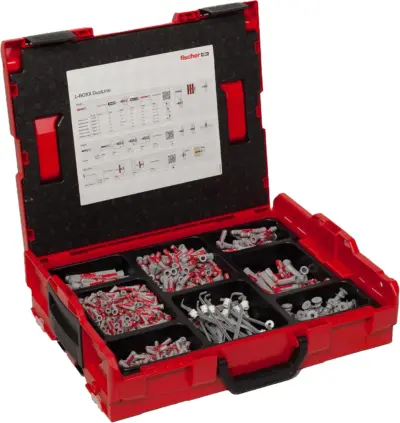Fischer DuoLine L-BOXX 102 Mixed Fixing Set 833 Piece - fischer plasterboard cavity fixings - 1 Fischer DuoLine L-BOXX 102 Mixed Fixing Set 833 Piece