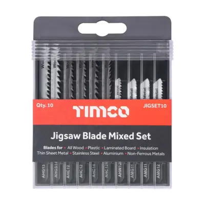 Mixed Jigsaw Blade Set 10pc - Wood & Metal Cutting - High Carbon Steel & HSS Blades
