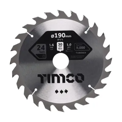 TIMCO Cordless Circular Saw Blade - 190mm x 30mm x 24t – Thin Kerf