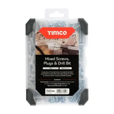 Mixed Tray - Screws Plug & Drill Bit - ZINC (251pcs) Mixed Tray - Screws Plug & Drill Bit - ZINC (251pcs)