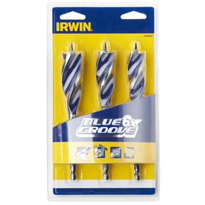 Irwin Blue Groove 6x Wood Bit Set - 3 Piece Irwin Blue Groove 6x Wood Bit Set - 3 Piece