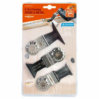 Fein E-Cut Starlock Multi Tool Blade Set 3pc Wood and Metal - starlock multi tool blade - 1 Fein E-Cut Starlock Multi Tool Blade Set 3pc Wood and Metal