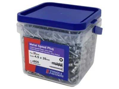 Plasterboard Speedplug Fixing Tub - 300 Metal Plugs & Screws Plasterboard Speedplug Fixing Tub - 300 Metal Plugs & Screws