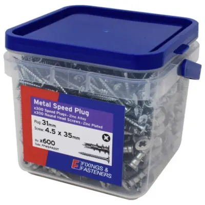 Plasterboard Speedplug Fixing Tub - 300 Metal Plugs & Screws Plasterboard Speedplug Fixing Tub - 300 Metal Plugs & Screws
