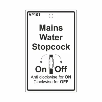 Mains Water Stopcock Label Tag Mains Water Stopcock Label Tag