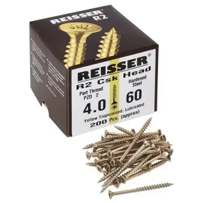 REISSER R2 SCREWS CSK - PART THREAD - YELLOW