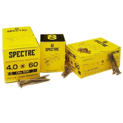 Spectre Advanced Multi-Purpose Woodscrew Zinc Yellow Box
