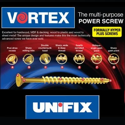 Vortex Premium Pro Wood Screws - Unifix Vortex Premium Pro Wood Screws - Unifix