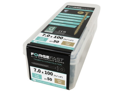 FFTFH7100ET_FFTFHET Tub ForgeFast Timber & Construction Screws - Flat Head - Tan - Tub 50