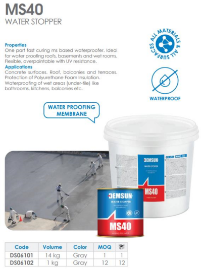 ms40 Demsun MS40 Water Stopper Polymer Liquid Membrane (WT1 Alternative)