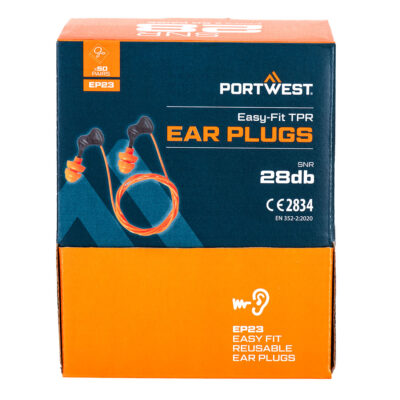 EP23ORR_R Easy Fit TPR Ear Plugs (50 Pairs)